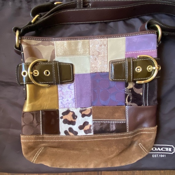 VTG Y2K Coach Eva Patchwork Purple Collectable Limited Edition 4 Way ShoulderBag - Picture 2 of 14